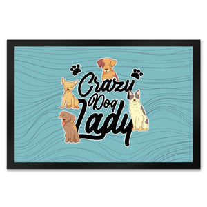 Hunde Fußmatte in 35x50 cm Crazy Dog Lady für Hundeliebhaber