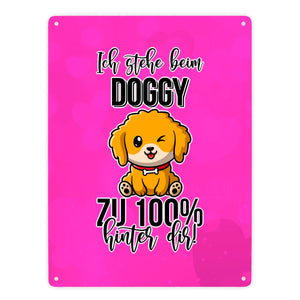 Doggy Style Metallschild in 15x20 cm in Pink Ich stehe beim Doggy zu 100 % hinter dir