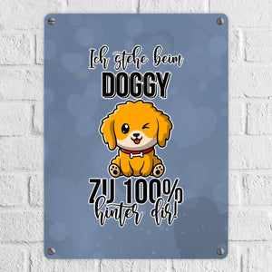 Doggy Style Metallschild in 15x20 cm in Pink Ich stehe beim Doggy zu 100 % hinter dir