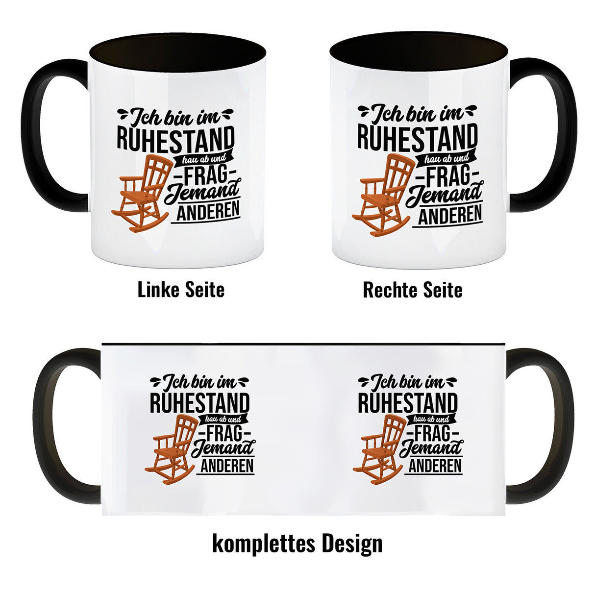 Rente Kaffeebecher mit Spruch für Rentner Ich bin im Ruhestand hau ab