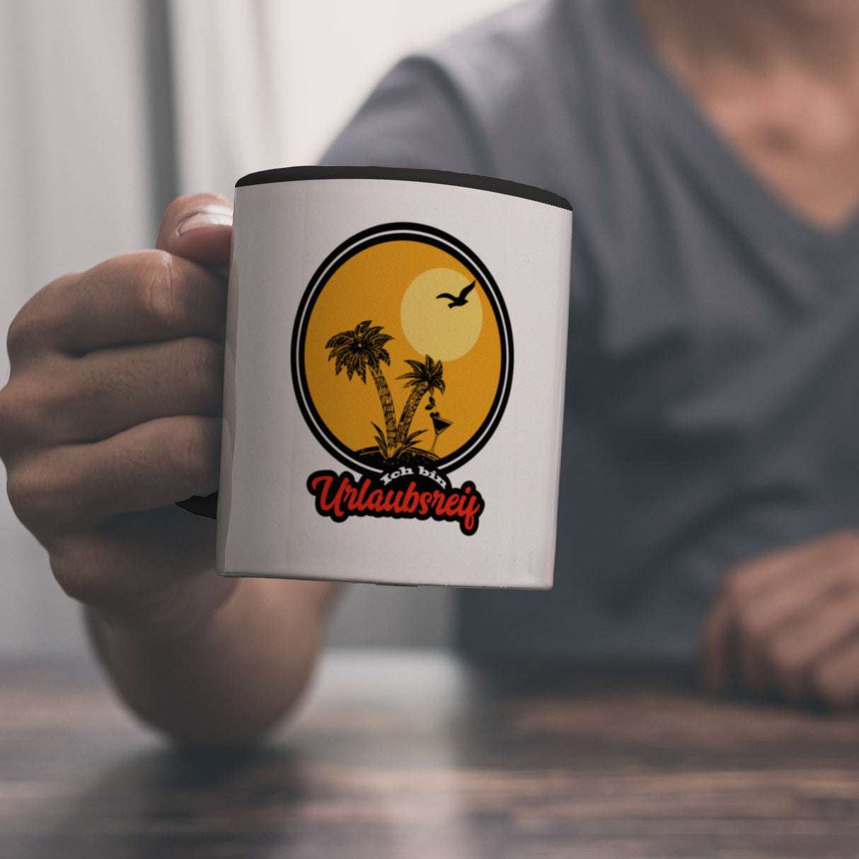 Ich bin Urlaubsreif Kaffeebecher mit Palmen