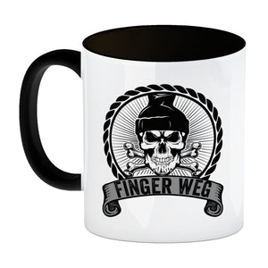 Totenkopf Finger Weg Kaffeebecher mit Banderole