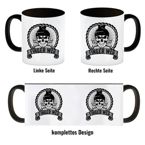 Totenkopf Finger Weg Kaffeebecher mit Banderole