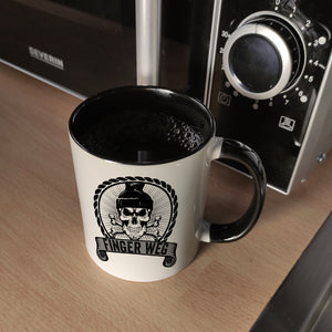 Totenkopf Finger Weg Kaffeebecher mit Banderole