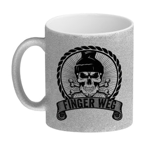 Totenkopf Finger Weg Kaffeebecher mit Banderole