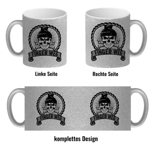 Totenkopf Finger Weg Kaffeebecher mit Banderole