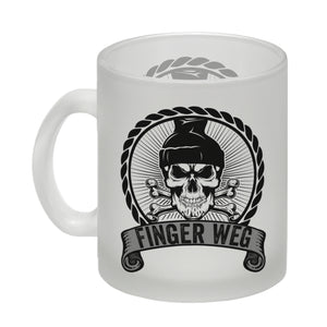 Totenkopf Finger Weg Kaffeebecher mit Banderole