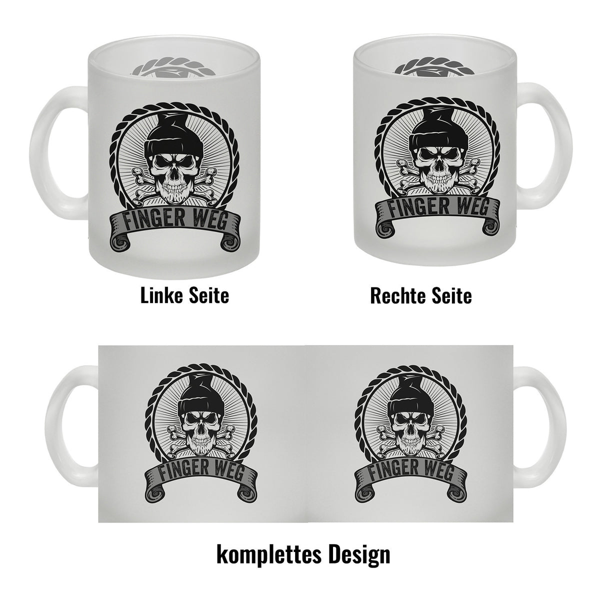 Totenkopf Finger Weg Kaffeebecher mit Banderole