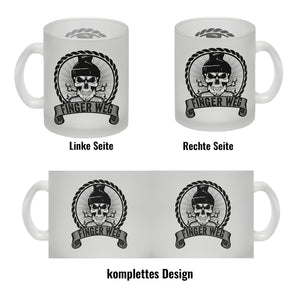 Totenkopf Finger Weg Kaffeebecher mit Banderole