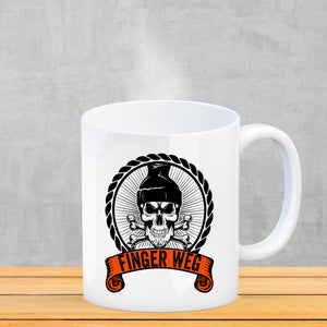 Totenkopf Finger Weg Kaffeebecher mit Banderole