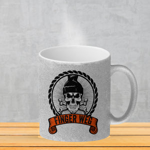 Totenkopf Finger Weg Kaffeebecher mit Banderole