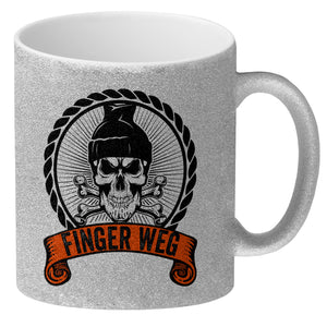 Totenkopf Finger Weg Kaffeebecher mit Banderole