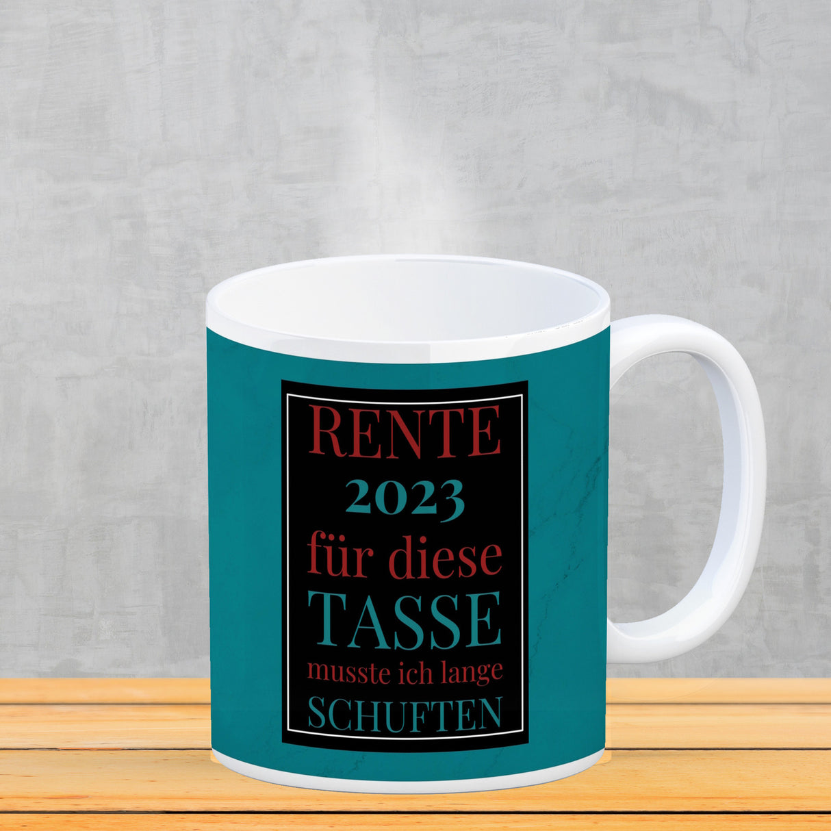 Rente 2023 Kaffeebecher eine bunte Tasse für Rentner