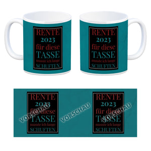 Rente 2023 Kaffeebecher eine bunte Tasse für Rentner
