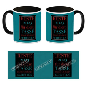 Rente 2023 Kaffeebecher eine bunte Tasse für Rentner