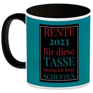 Rente 2023 Kaffeebecher eine bunte Tasse für Rentner