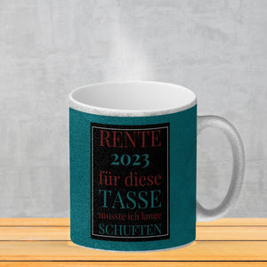 Rente 2023 Kaffeebecher eine bunte Tasse für Rentner