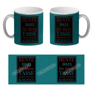 Rente 2023 Kaffeebecher eine bunte Tasse für Rentner