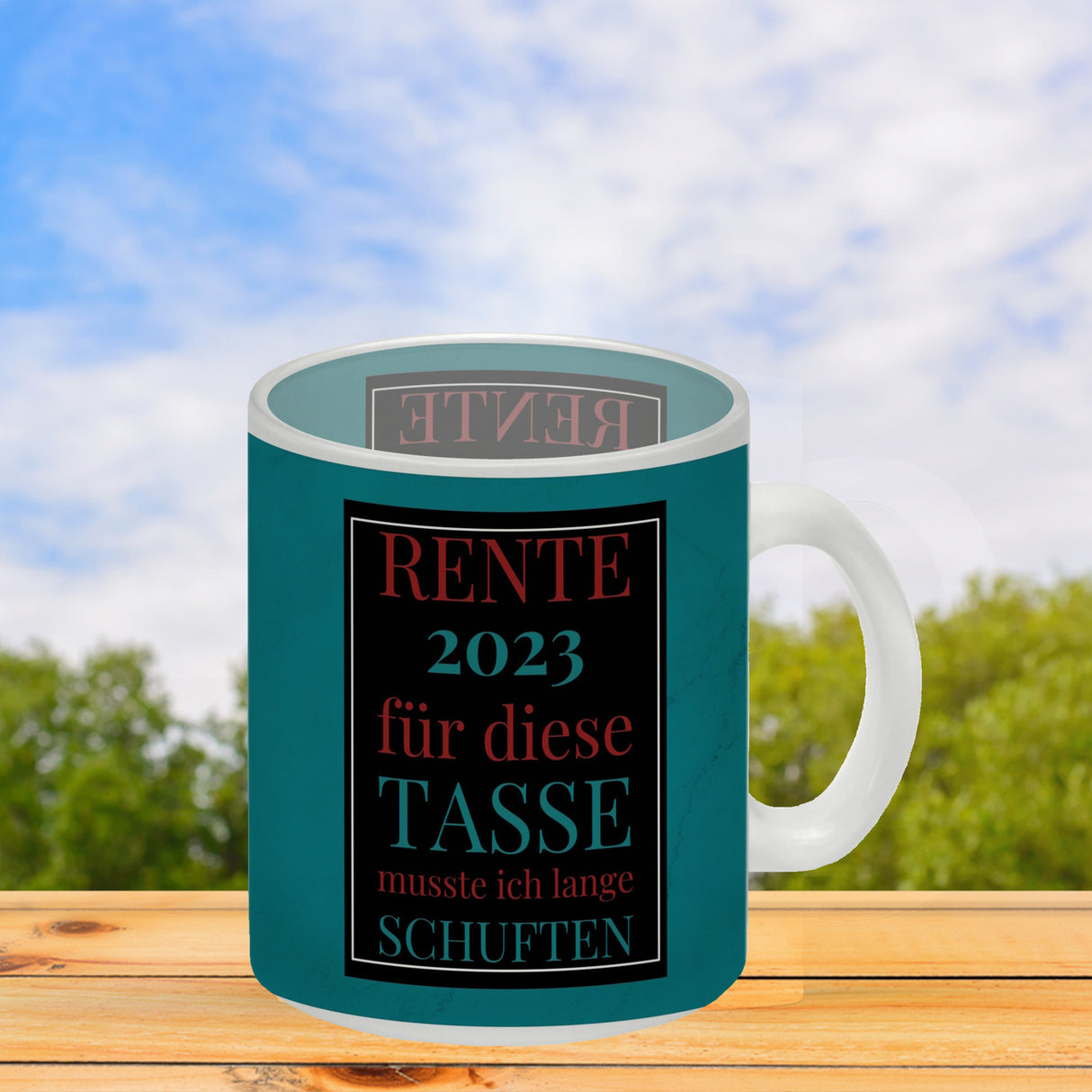 Rente 2023 Kaffeebecher eine bunte Tasse für Rentner
