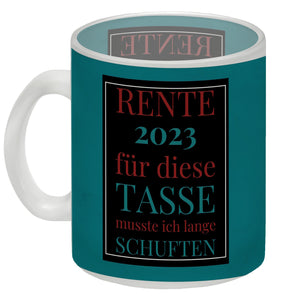 Rente 2023 Kaffeebecher eine bunte Tasse für Rentner