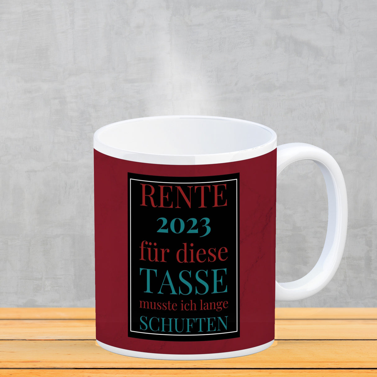 Rente 2023 Kaffeebecher eine bunte Tasse für Rentner