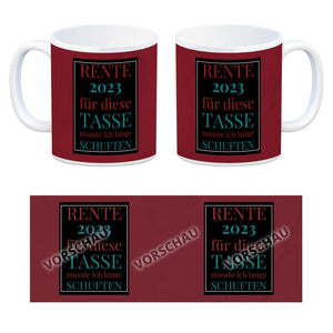 Rente 2023 Kaffeebecher eine bunte Tasse für Rentner