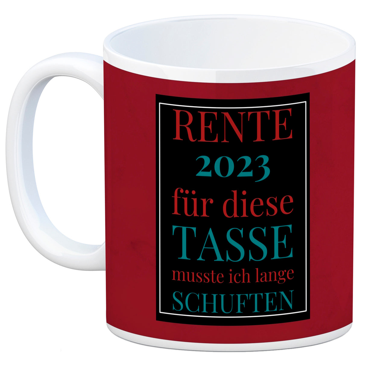 Rente 2023 Kaffeebecher eine bunte Tasse für Rentner