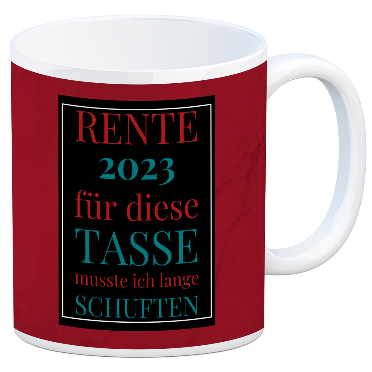 Rente 2023 Kaffeebecher eine bunte Tasse für Rentner