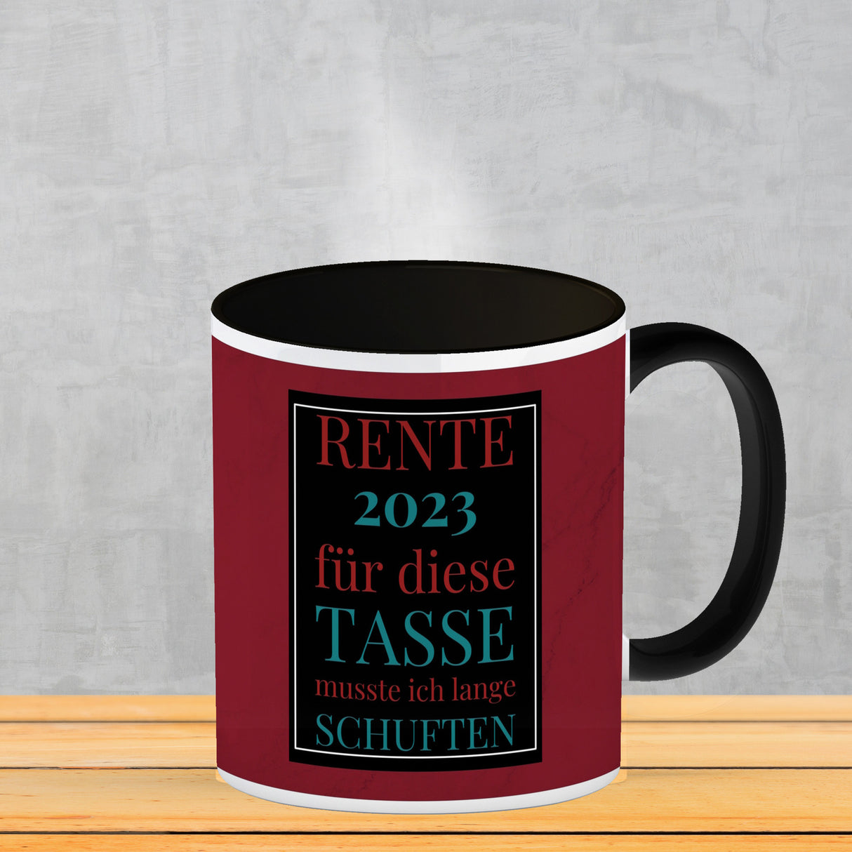 Rente 2023 Kaffeebecher eine bunte Tasse für Rentner