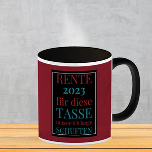 Rente 2023 Kaffeebecher eine bunte Tasse für Rentner