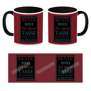 Rente 2023 Kaffeebecher eine bunte Tasse für Rentner