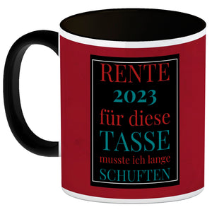 Rente 2023 Kaffeebecher eine bunte Tasse für Rentner