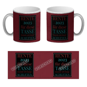 Rente 2023 Kaffeebecher eine bunte Tasse für Rentner