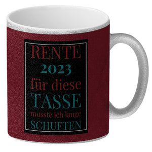 Rente 2023 Kaffeebecher eine bunte Tasse für Rentner