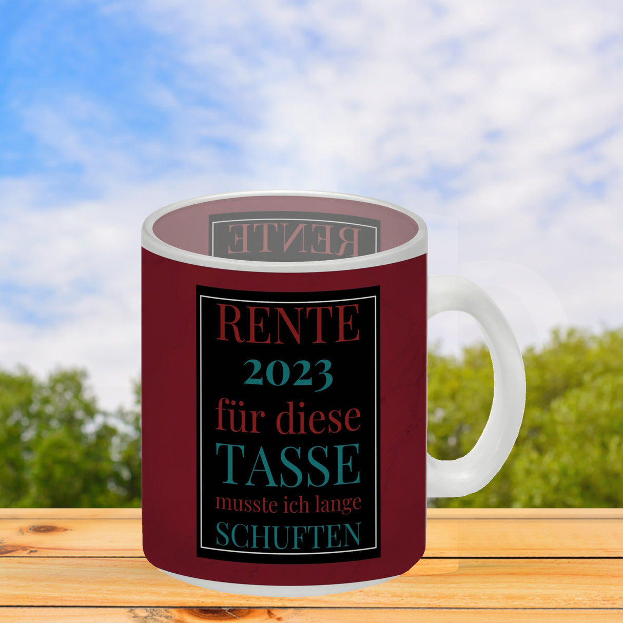 Rente 2023 Kaffeebecher eine bunte Tasse für Rentner