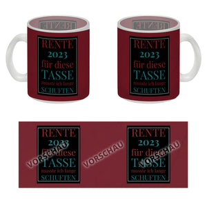 Rente 2023 Kaffeebecher eine bunte Tasse für Rentner