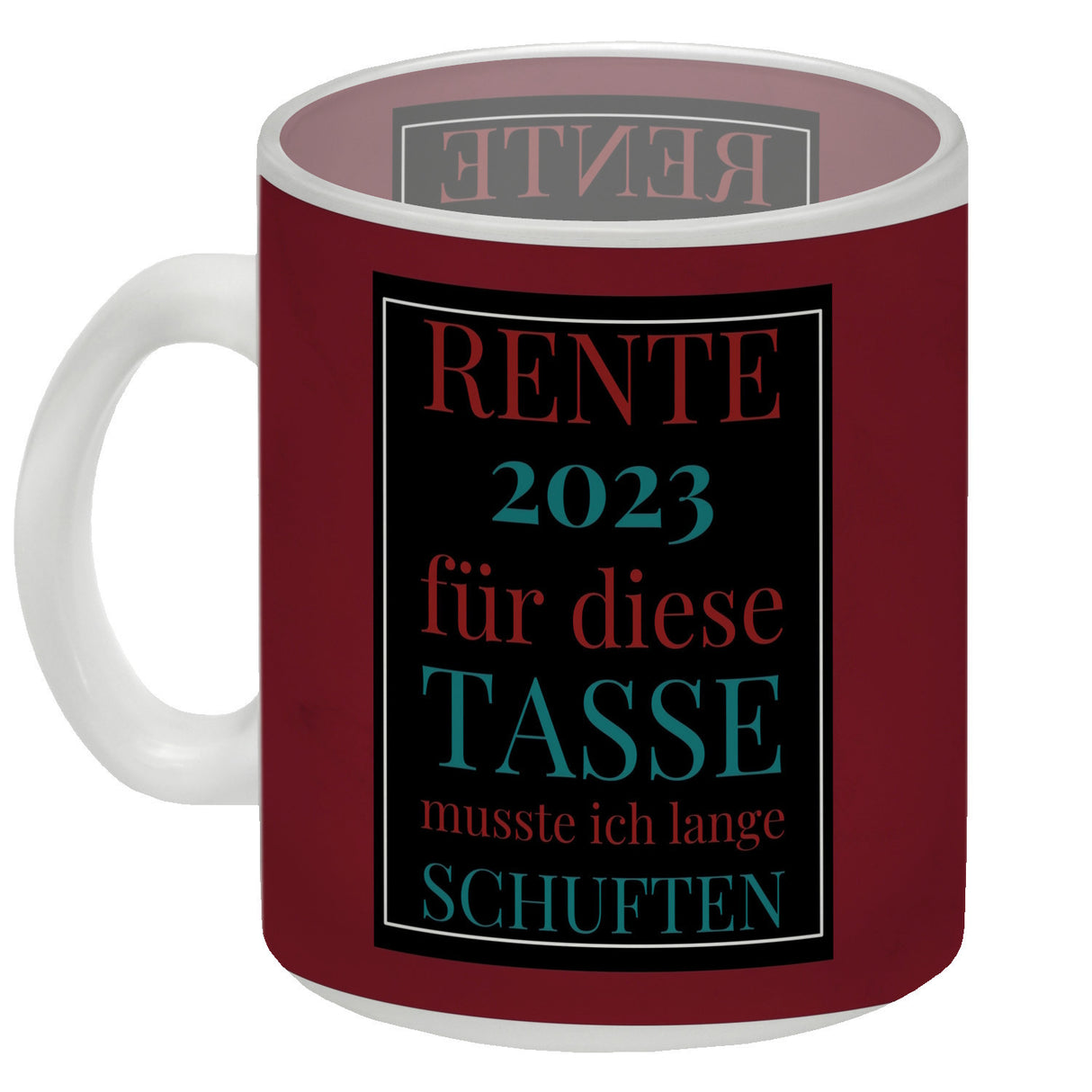 Rente 2023 Kaffeebecher eine bunte Tasse für Rentner