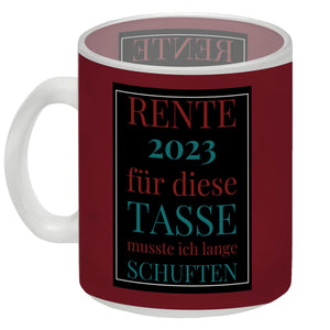 Rente 2023 Kaffeebecher eine bunte Tasse für Rentner
