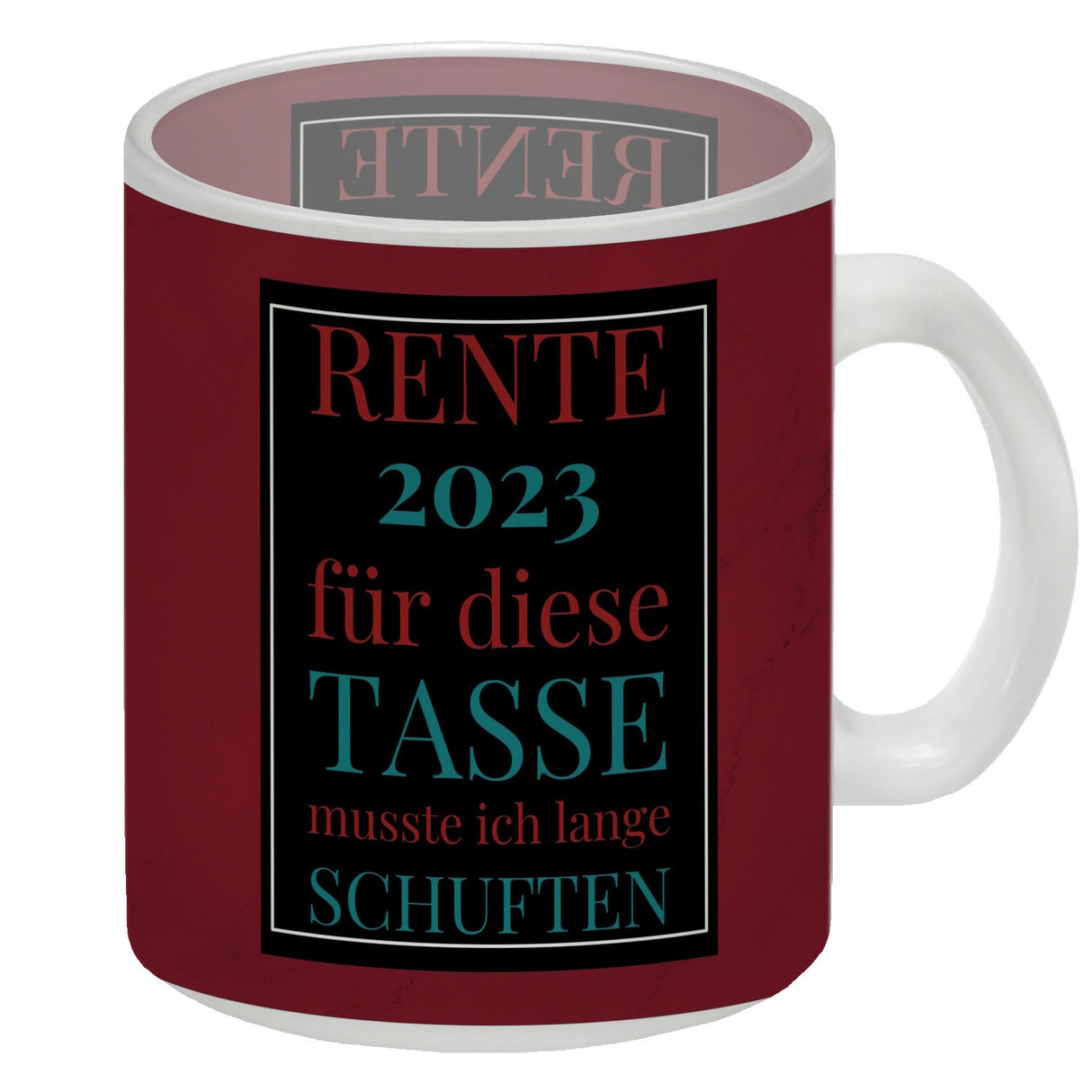 Rente 2023 Kaffeebecher eine bunte Tasse für Rentner