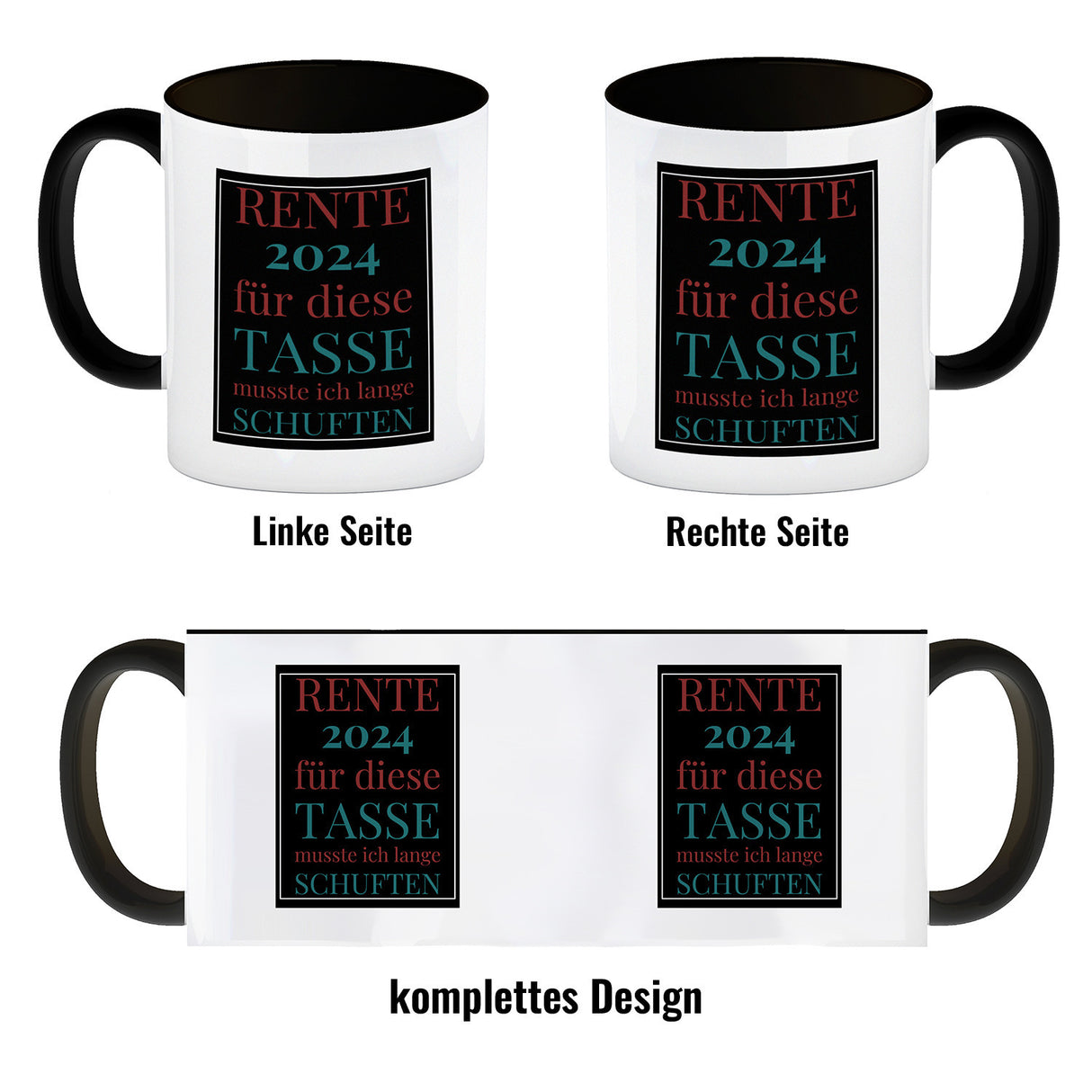 Rente 2024 Kaffeebecher eine bunte Tasse für Rentner