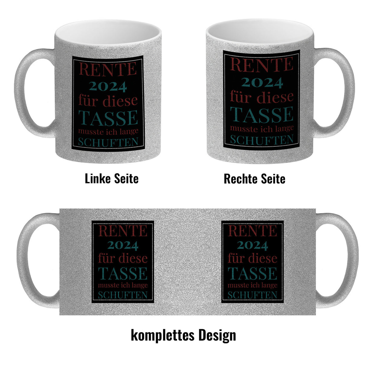 Rente 2024 Kaffeebecher eine bunte Tasse für Rentner