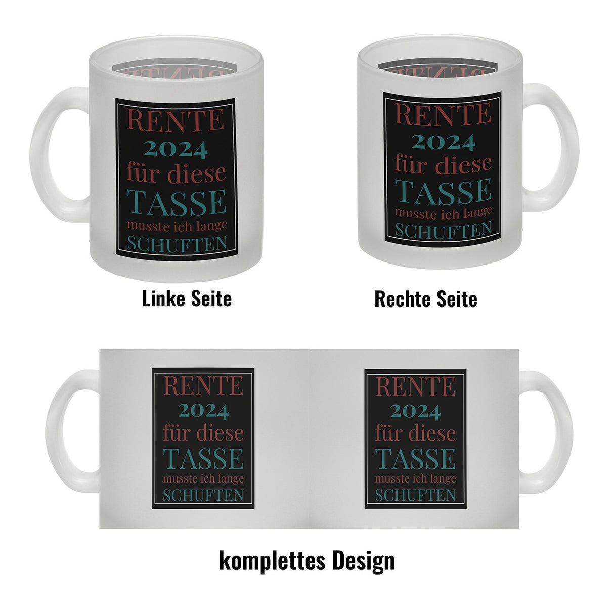 Rente 2024 Kaffeebecher eine bunte Tasse für Rentner