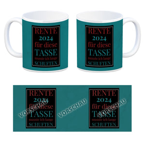 Rente 2024 Kaffeebecher eine bunte Tasse für Rentner