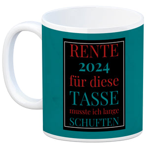 Rente 2024 Kaffeebecher eine bunte Tasse für Rentner