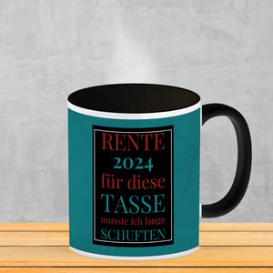 Rente 2024 Kaffeebecher eine bunte Tasse für Rentner