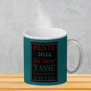 Rente 2024 Kaffeebecher eine bunte Tasse für Rentner