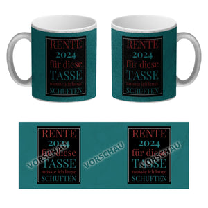 Rente 2024 Kaffeebecher eine bunte Tasse für Rentner