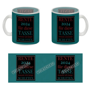 Rente 2024 Kaffeebecher eine bunte Tasse für Rentner