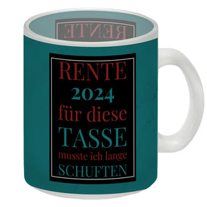 Rente 2024 Kaffeebecher eine bunte Tasse für Rentner