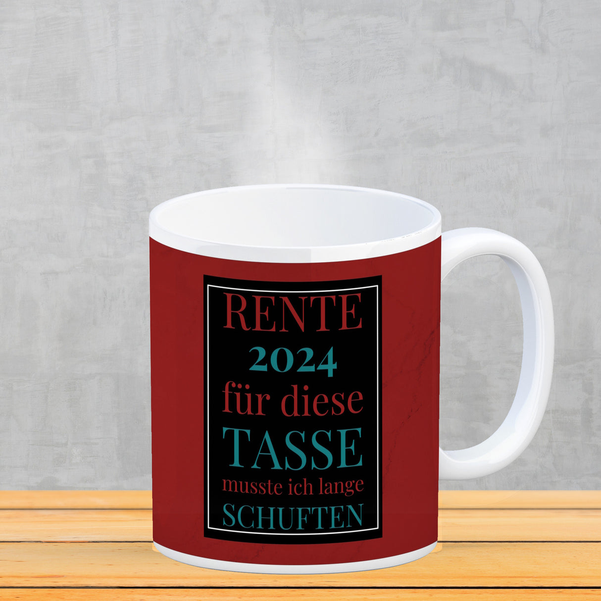 Rente 2024 Kaffeebecher eine bunte Tasse für Rentner